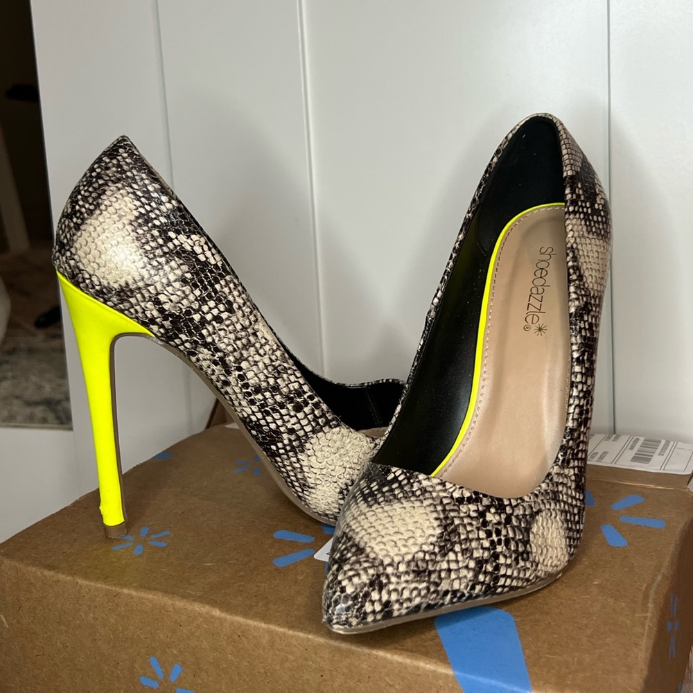 High heels with neon heel.